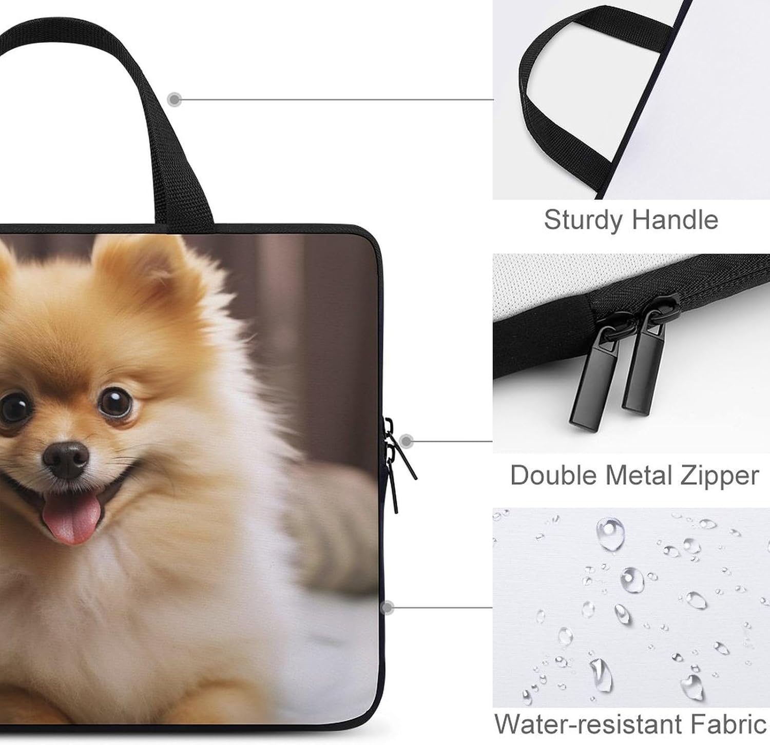 Laptop Case Sleeve Shockproof Computer Carrying Bag Cute Pomeranian Dog Notebook Case Cover Laptop Bag Water Resistant Computer Cases Tablet Briefcase for Travel Business 17 Inch