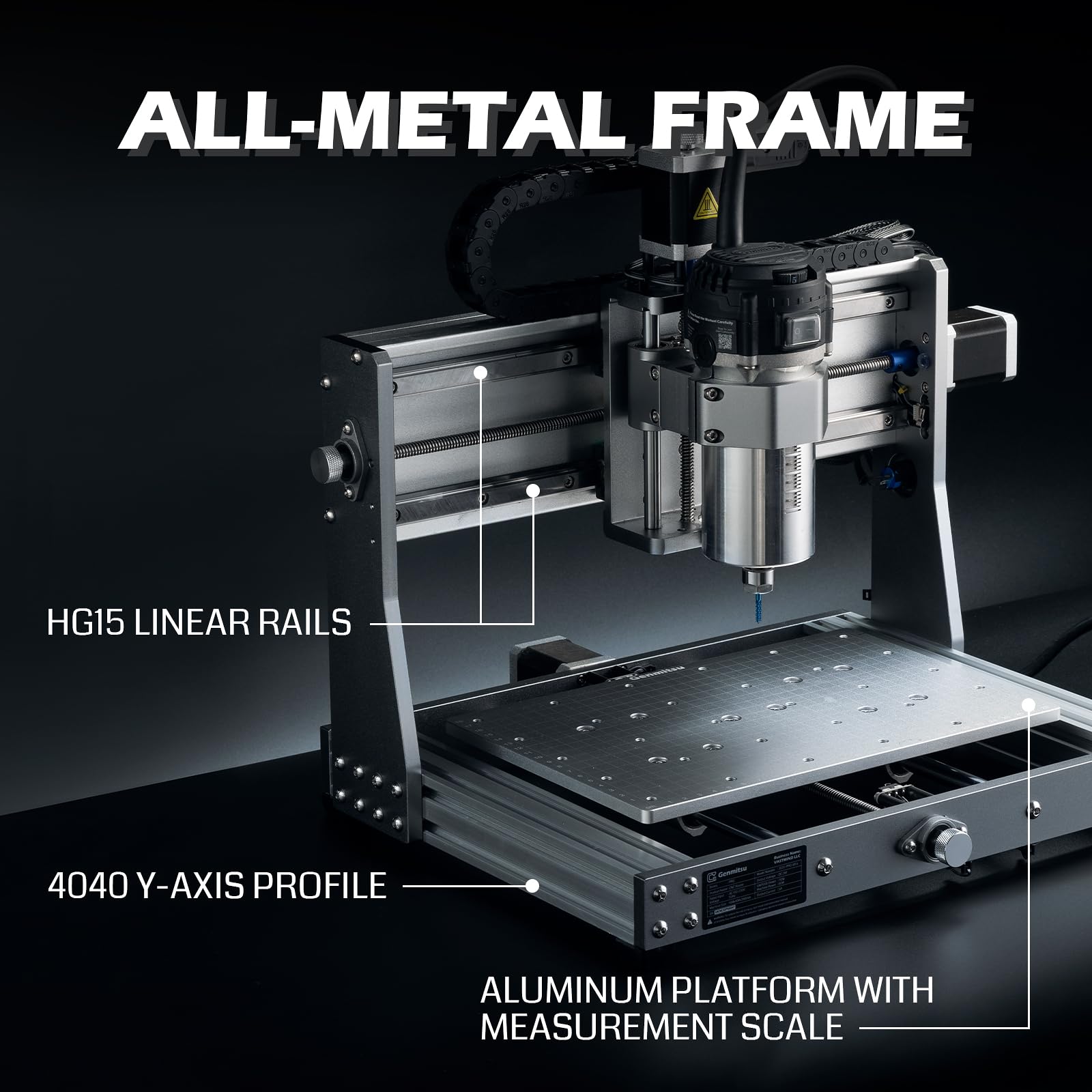Genmitsu 3020-PRO Ultra CNC-Fräsmaschine+ 5,5 W FAC-Lasermodul, 710-W-Spindel für Metall, Holz, 60-mm-Schrittmotor, Eingebauter Motherboard-Lüfter,