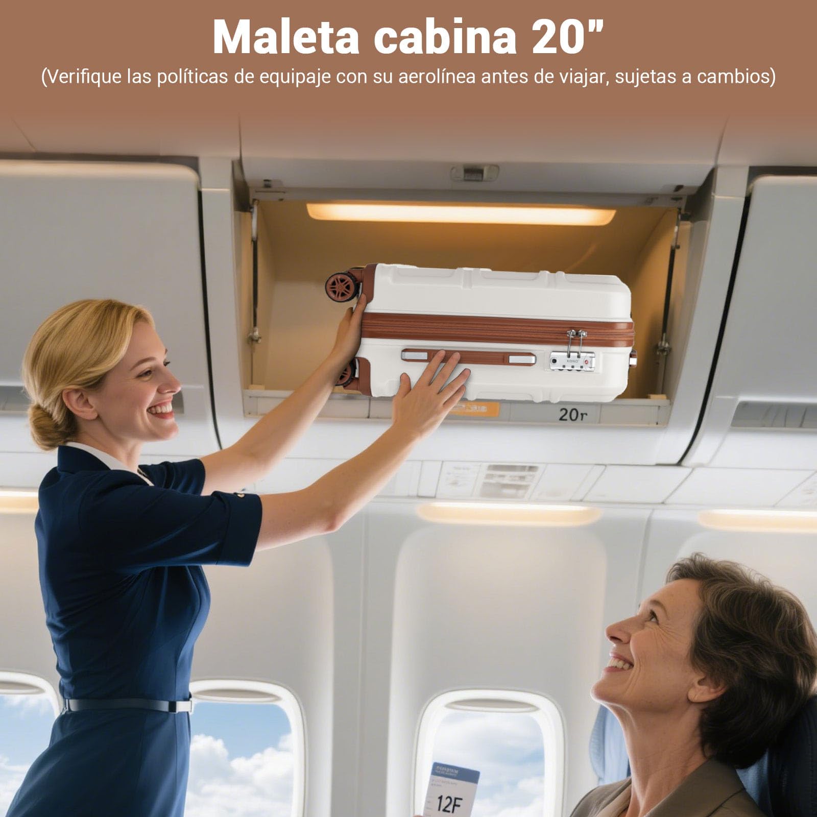 Kono Maletas de Viaje Grandes 23 Kilos 28" | Maleta Rígida ABS, Equipaje Facturado con 4 Ruedas 360° y Candado TSA | Maleta Grande para Mujer (Crema Claro)