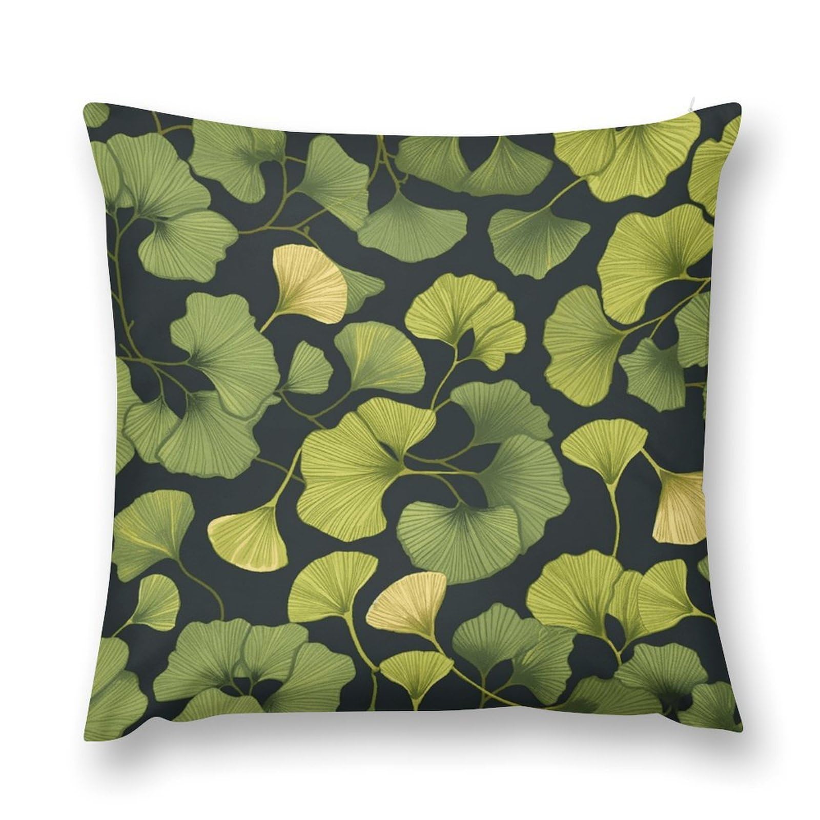 VstaDank Ginkgo Biloba Throw Pillow Cover with Hidden Zipper Farmhouse Couch Pillow Cover Cozy Soft Short Plush Cushion Case Fashion Square Decorative Pillow Cover for Living Room