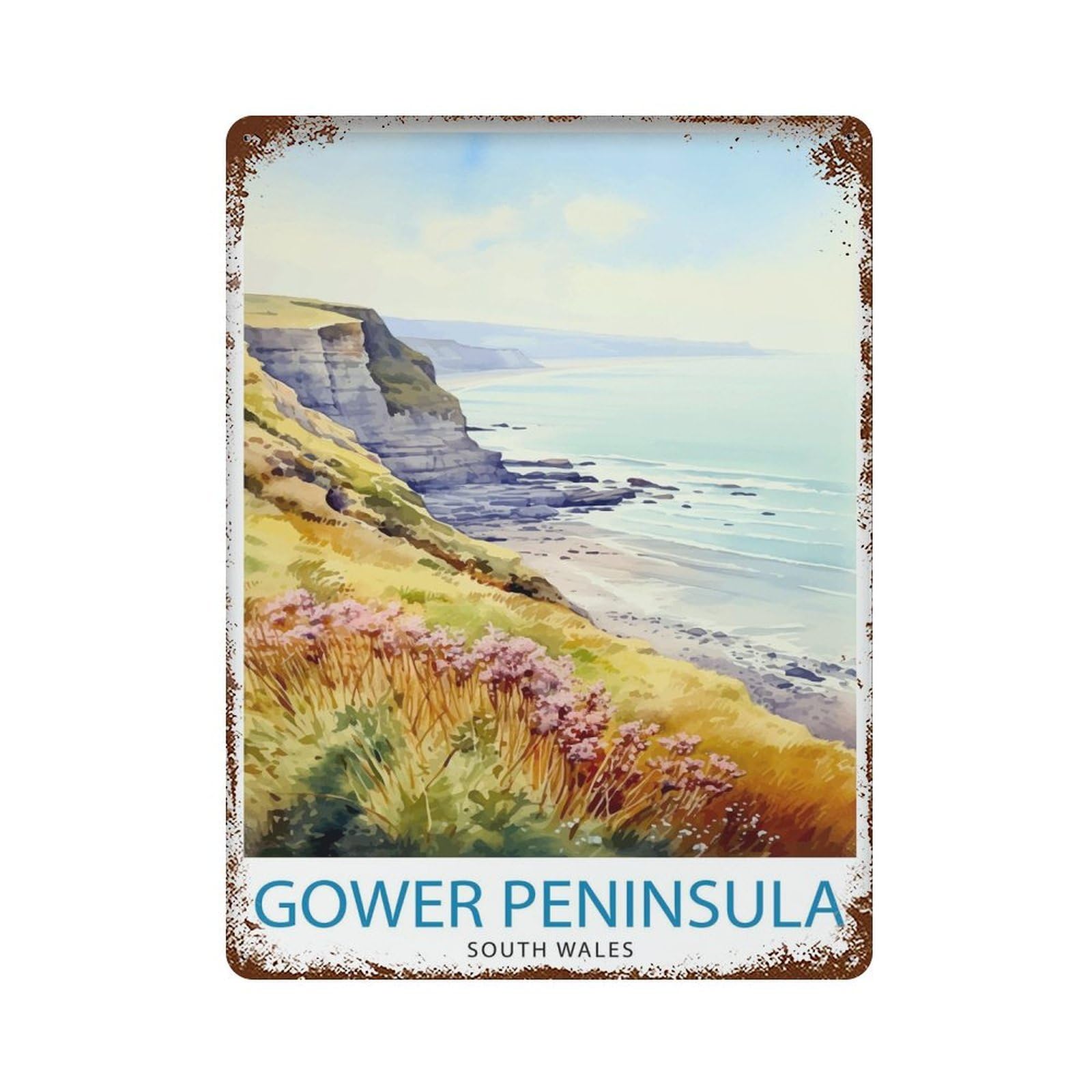 xiaoxiaoshen Gower Peninsula Wales Travel Wale Wall Decor Art Metal Tin Poster Modern Home Decor Art Home Bar Shop Decorations Vintage Sign 40x30cm