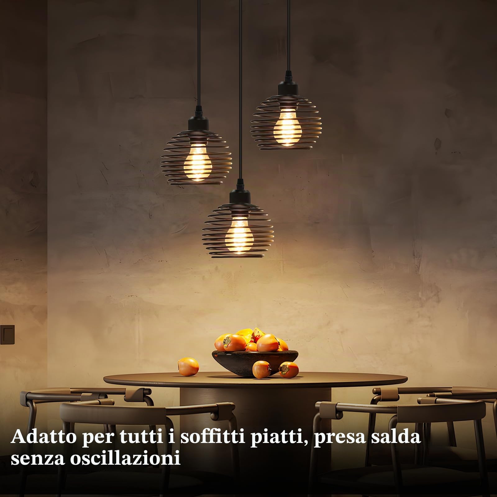 ZMH lampada a sospensione vintage lampadari industriale - Lampadario nero con paralume in metallo lampada da tavolo da pranzo con 3 lampadina E27 illuminazione per salotto