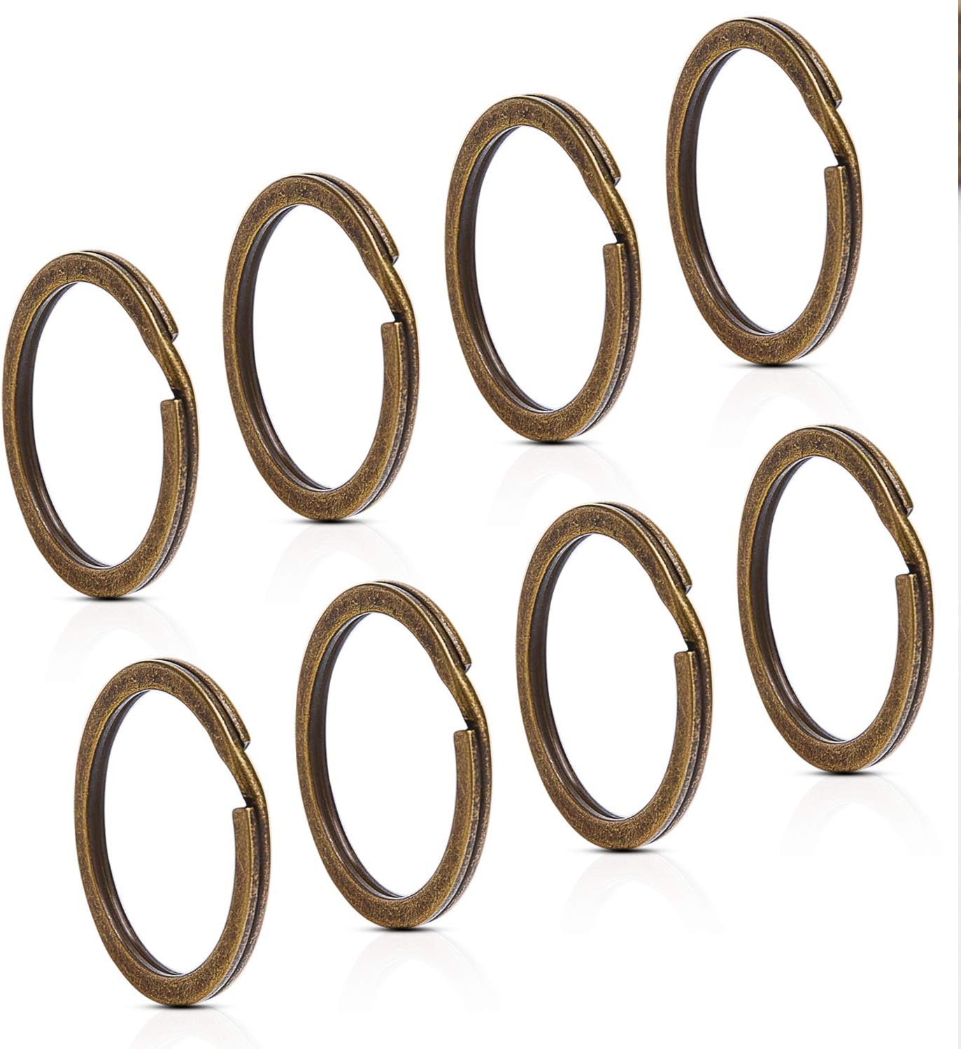 Sunmns 24 Pack Flat Key Rings Metal Split Ring for Home Car Keys Organizations, Jewelry Making, 1 Inch (Bronze)