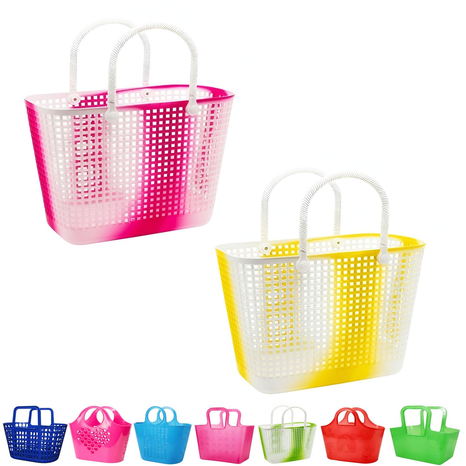 RED WIND Multipurpose Lightweight Baskets | Pack of 2 | Multicolor | Perforated Grid Pattern | Baskets for Kids to Carry Lunch Boxes, Snacks, Water Bottles, Storage, Shopping-picture-22