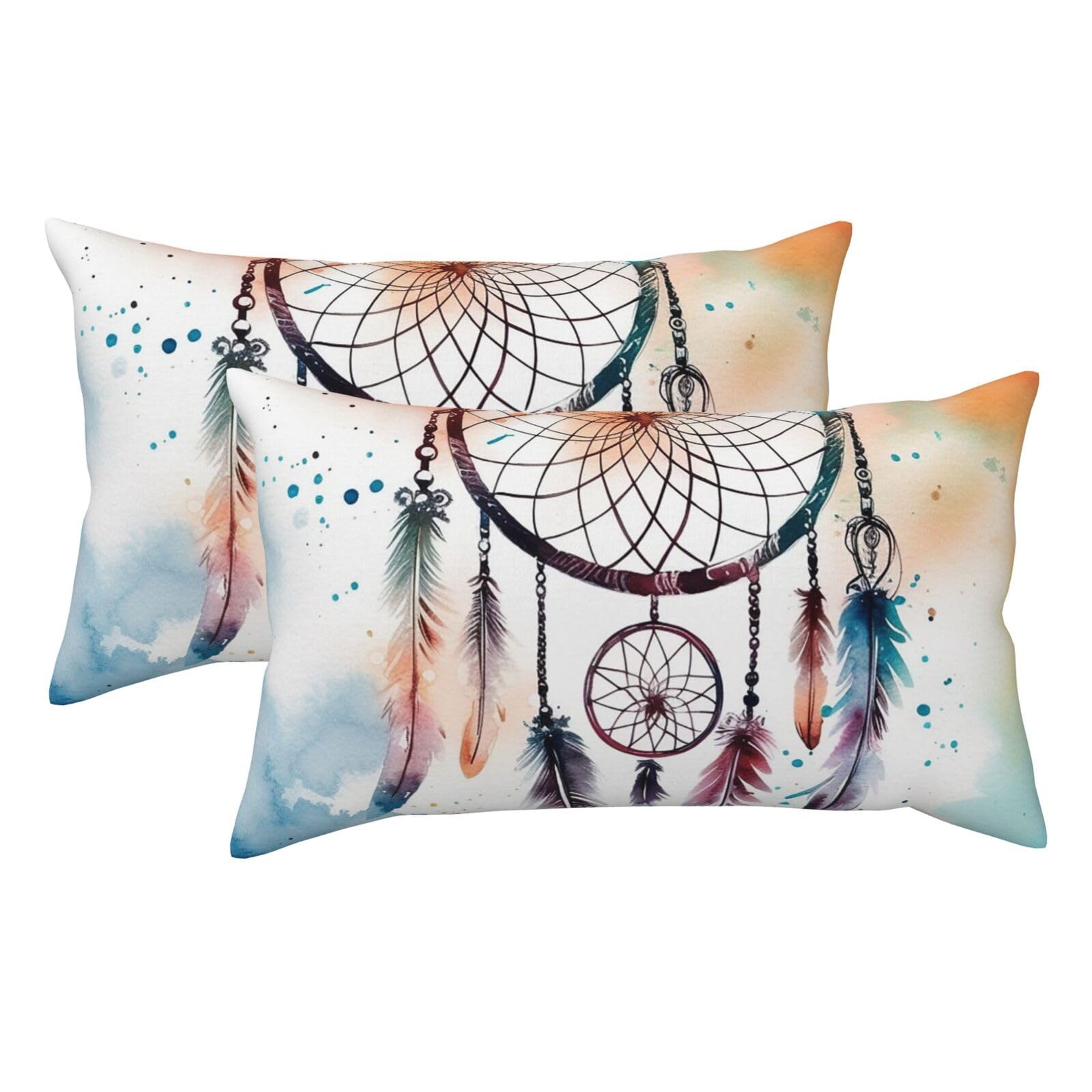 2 Pack King Size Pillow Cases for Hair and Skin Soft Breathable Pillow Case Covers with Hidden Zipper Watercolor Dream Catcher Pillowcase 20x36 Inches Pillow Covers for Sleeping Gift
