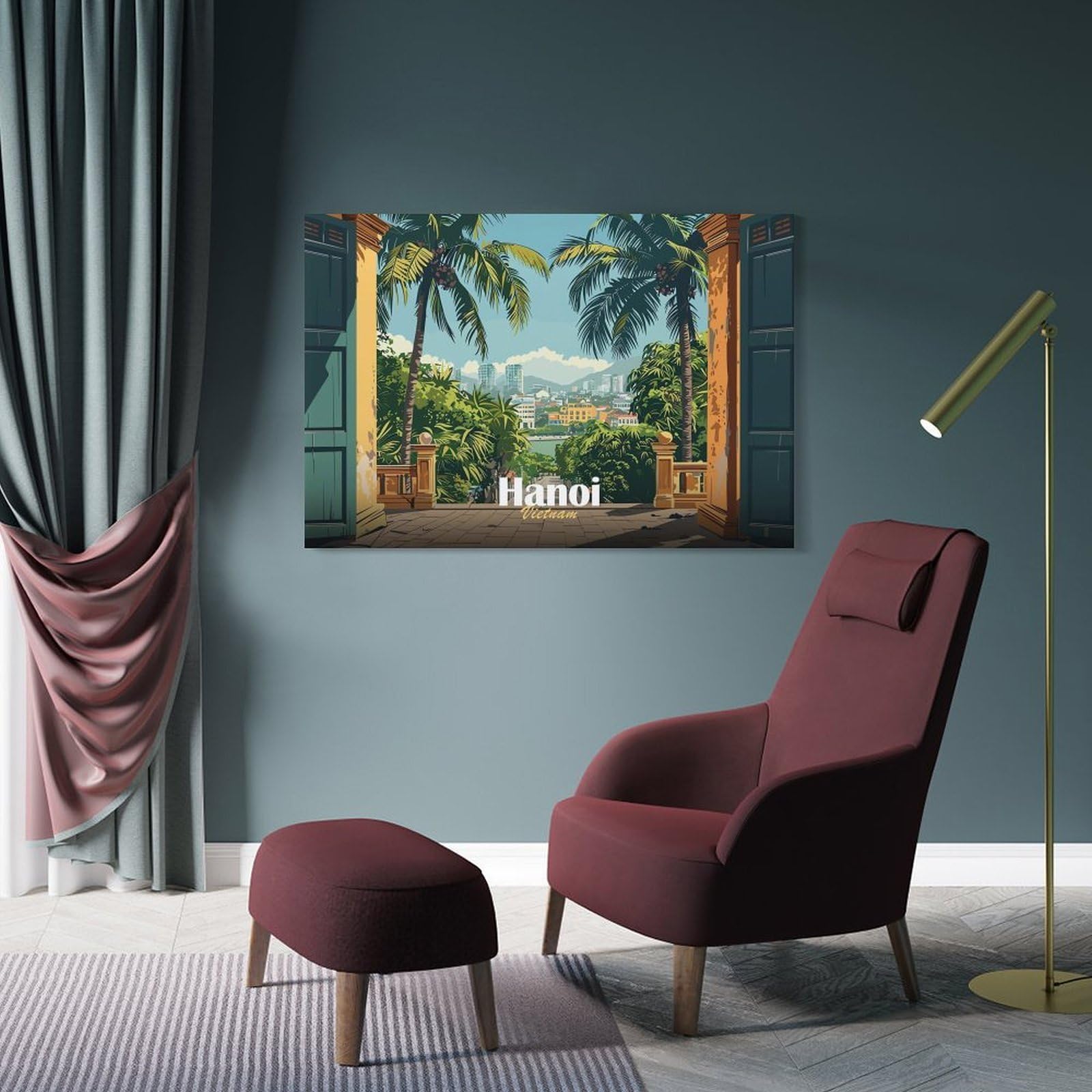 Junmoney Hanoi Cityscape View Decorative Wall Artwork 16x24inch(40x60cm), for Home Lounge, Bedroom Or Reading Nook, Modern Wall Decor for Cosy Interiors