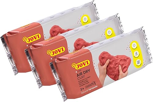 Miniatura 2 de Jovi - Arcilla de modelado de secado al aire, juego de 3 unidades, 1.1 libras cada una, total de 3.3 libras, no necesita horno, color terracota,