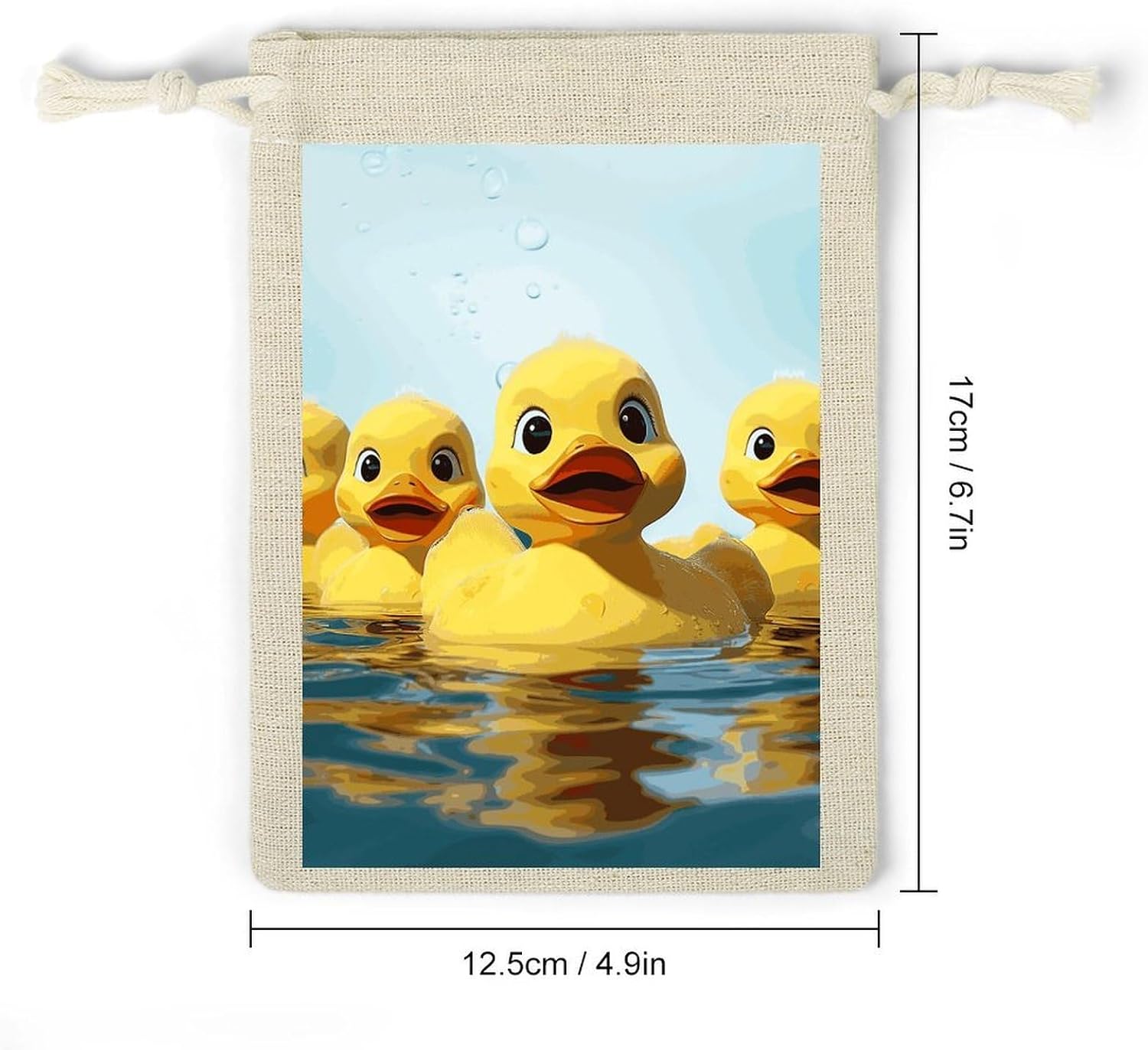FekiLoot Cute Ducky Cotton Linen Drawstring Bags Pack of 8 image 2