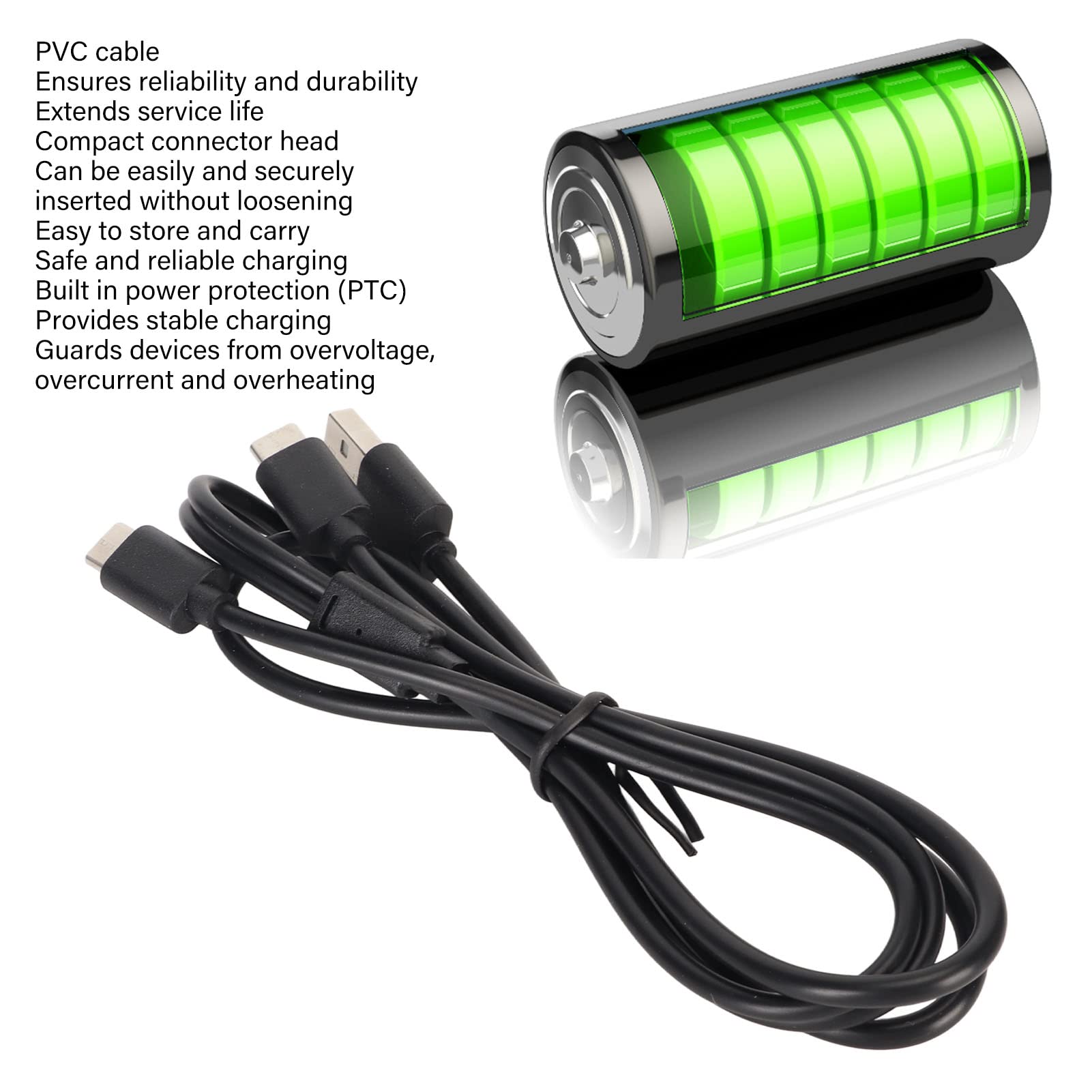 Cable de Carga Divisor Tipo C de Puerto Dual, Cable de Carga Multi USB C 2 en 1 para PS VR2 para para Switch, para Switch OLED, 2.8 Pies