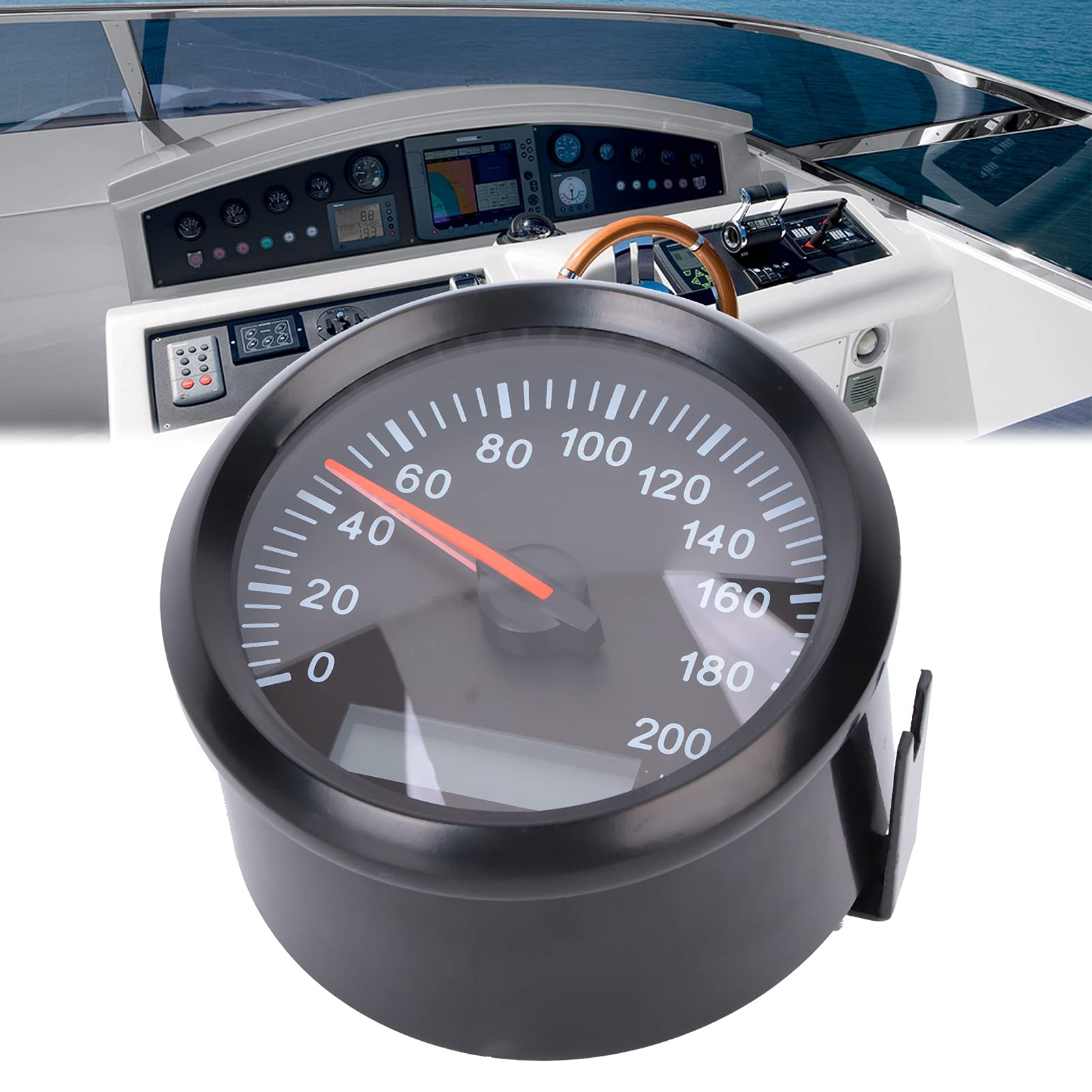 aqxreight Medidor de Velocidad de 85mm, Odómetro Digital Retroiluminado Colorido para Vehículos de 12V y 24V, Velocímetro con Pantalla para Coche, Motocicleta y Barco