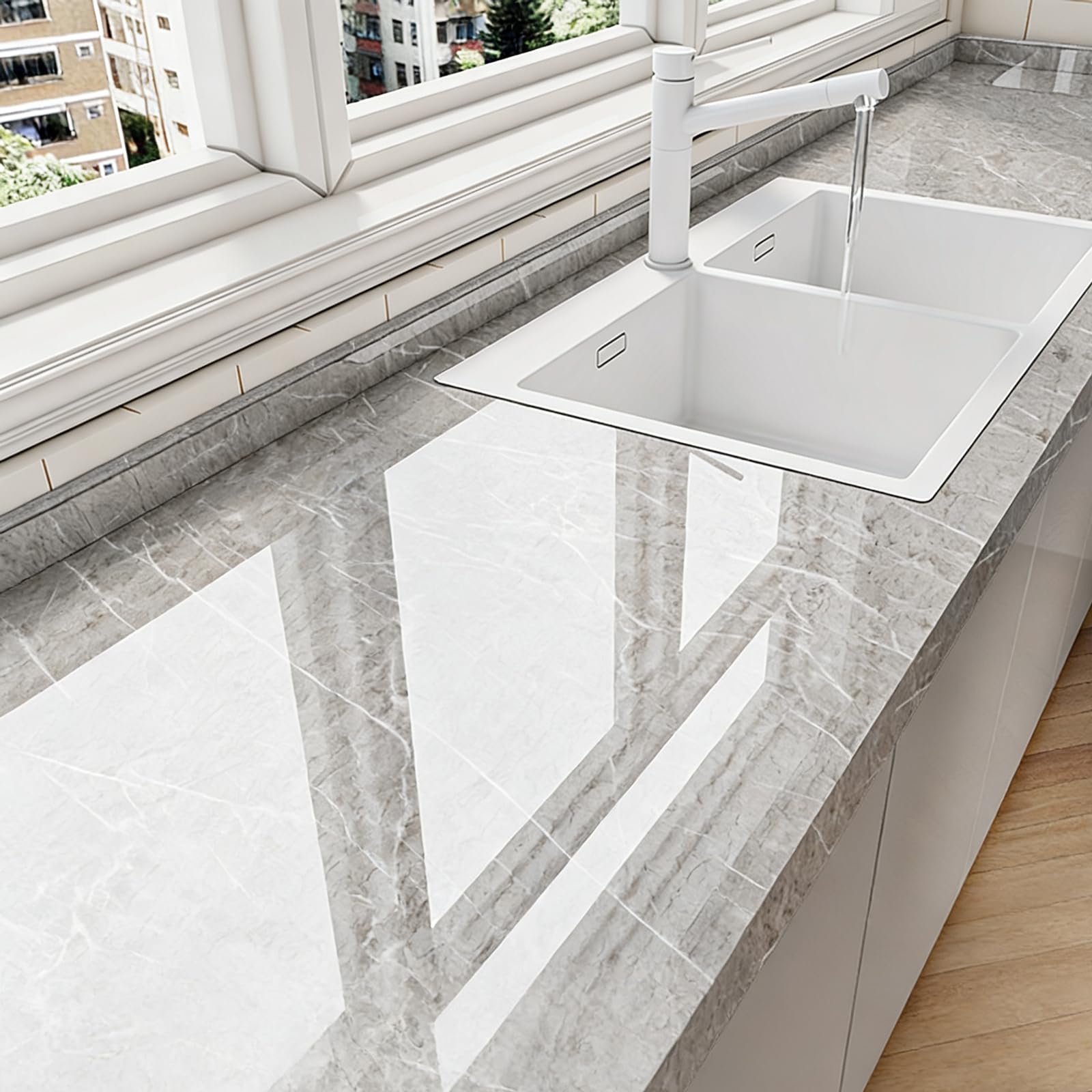 Foelanne Style B Back Self Adhesive Wallpaper, Marble Self Adhesive Contact Paper Multicolor Multiple Sizes(,60Cm*10M)