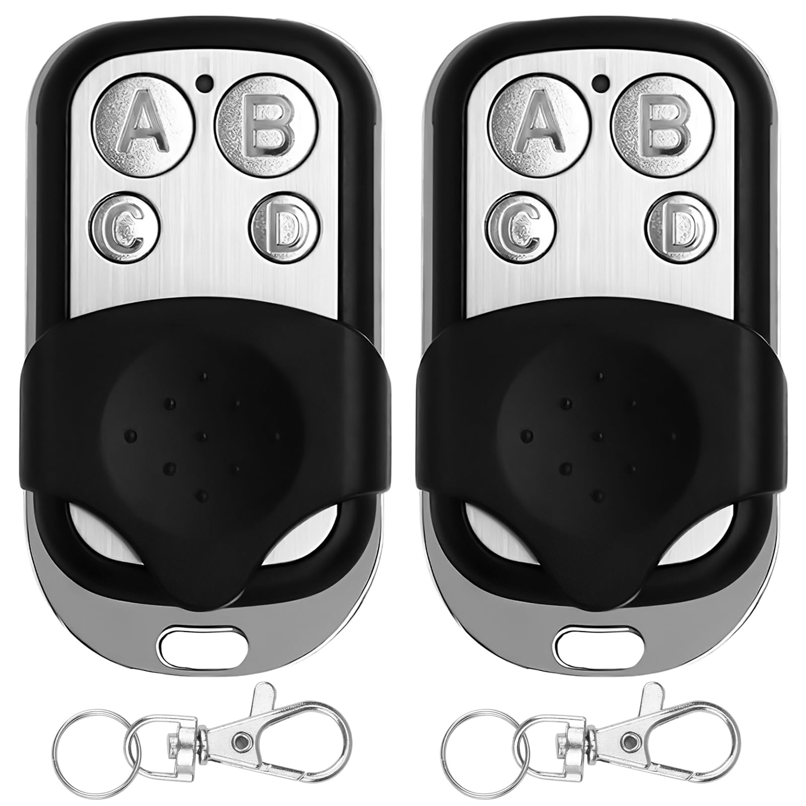 2Pcs Garage Door Remote Control 433MHz, Universal Gate Remote Control Key Fob with 4 Buttons, Cloning Remote Wireless for Garage Doors, Garage Door Opener Remote Duplicator, with Slide Cover
