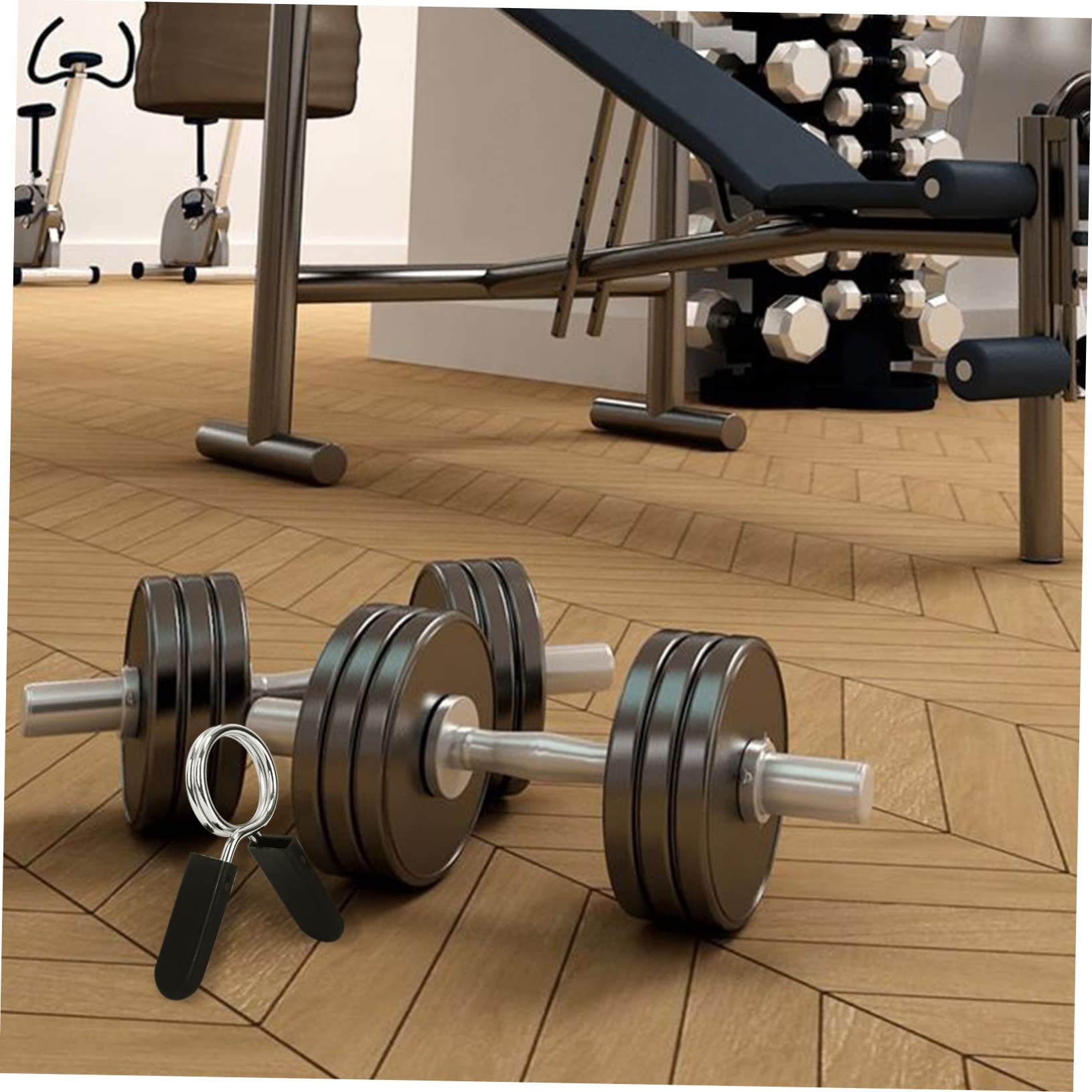 BIUDECO Barbell Spring Clip Collars 4pcs Gym Bar Clips Exercise Collars for Barbell for Weightlifting