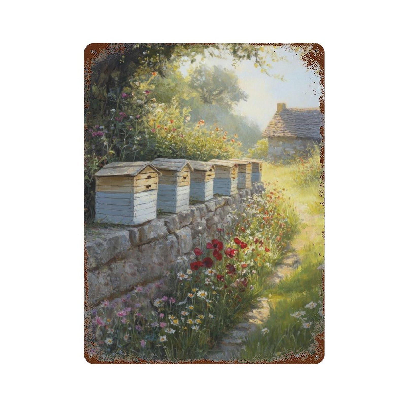 xiaoxiaoshen Bee Hives Cottagecore Decor Rustic Garden Vintage Nature Wall Decor Art Metal Tin Poster Modern Home Decor Art Home Bar Shop Decorations Vintage Sign 40x30cm