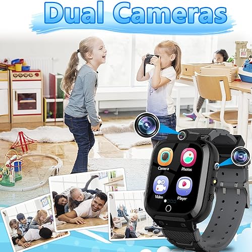 Miniatura 2 de OVV Reloj inteligente para niños y niñas con doble cámara grabación de video 14 juegos de rompecabezas reproductor de música linterna despertador