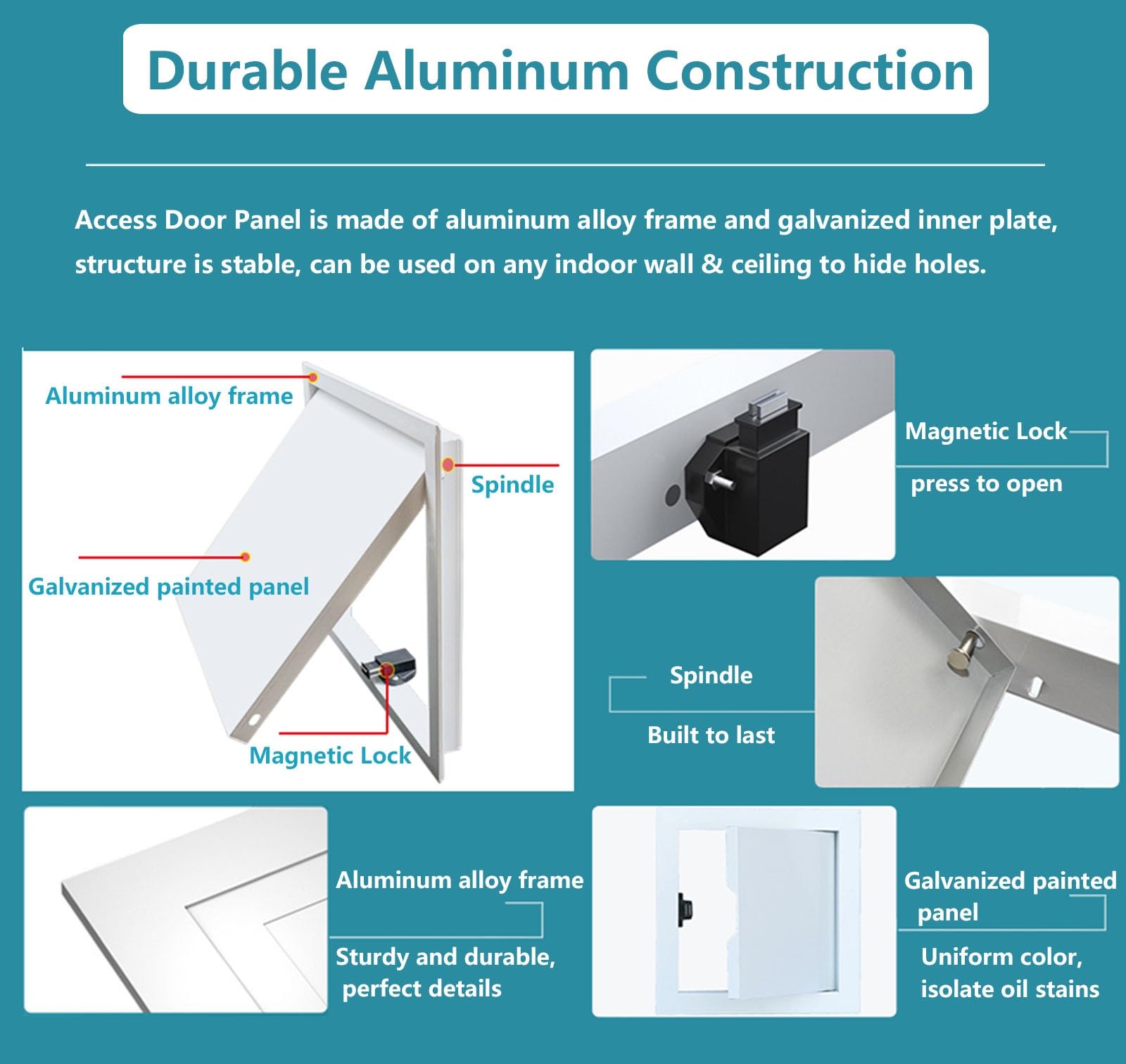 Placa de Cubierta para fontanería en Paneles de Yeso, Puerta de Acceso de Pared de Aluminio, Panel de Servicio magnético Oculto para cableado eléctrico y reparación de tuberías de baño (10x1