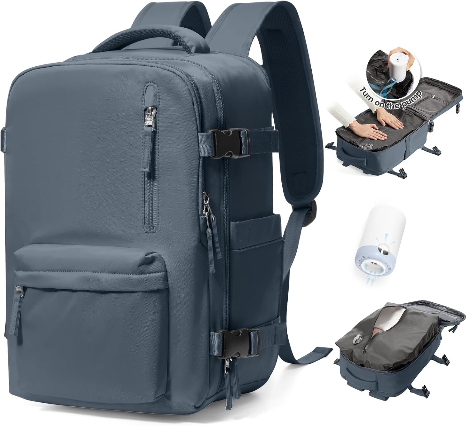 BJLFS Sac à dos sous vide avec pompe,Baggage Cabine à main avec compression pour Ryanair 40x20x25 Sac à dos Voyage Sac cabine Easyjet 45x36x20 pour homme et femme