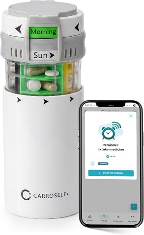 Pill Dispenser with App Reminder – 4 Daily Doses, Senior & Adult Use, No Batteries Needed
