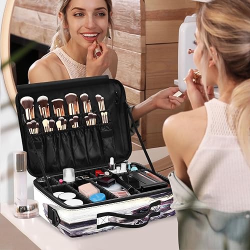 Miniatura 7 de Skull Happy Halloween Evil Eye Bolsa de cosméticos negra de gran capacidad para artículos de tocador de viaje, bolsas de maquillaje para mujeres,