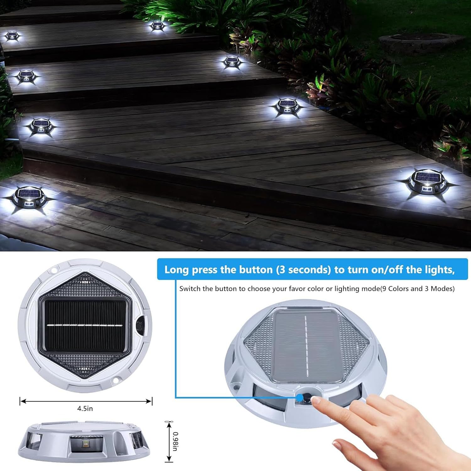 (Pack of 6) Garden Solar Radiances Highlighting 3 Lighting Modes and Color Altering Preferences Dynamic Lighting for Driveways and Lawns Deck Light
