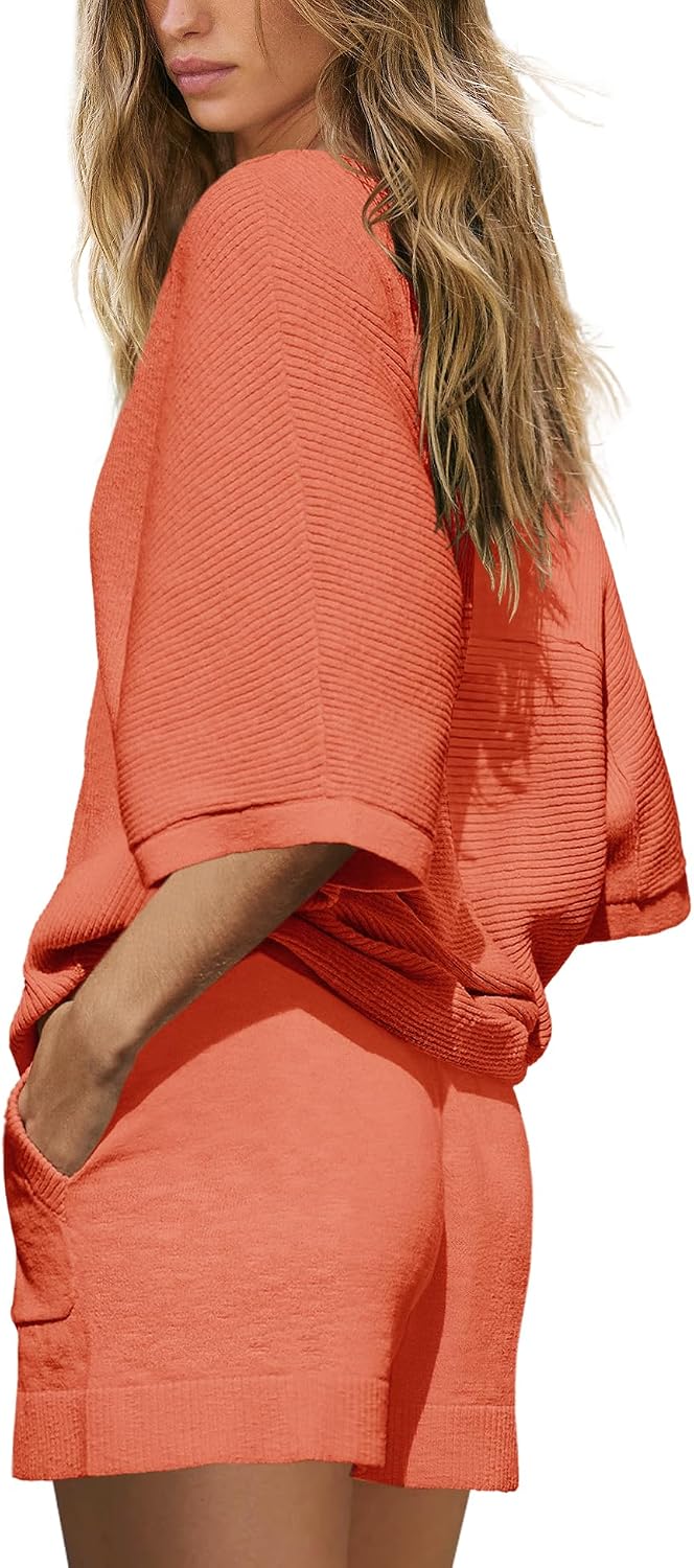 SENSERISE Womens Lounge Set Oversized Summer Sweater Matching Sets Summer Beach Vacation Travel outfits