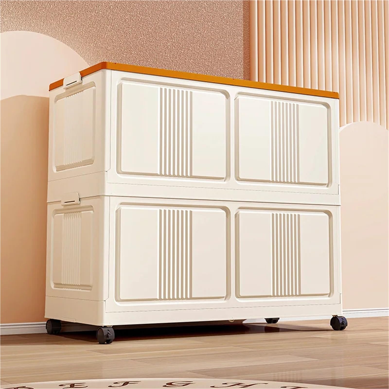 Contenitore Per Fumetti Cestino for Giocattoli Pieghevole | Portaoggetti mobile con rotelle, grande capacità salvaspazio, resistente for studio/camera da letto(Small-green)