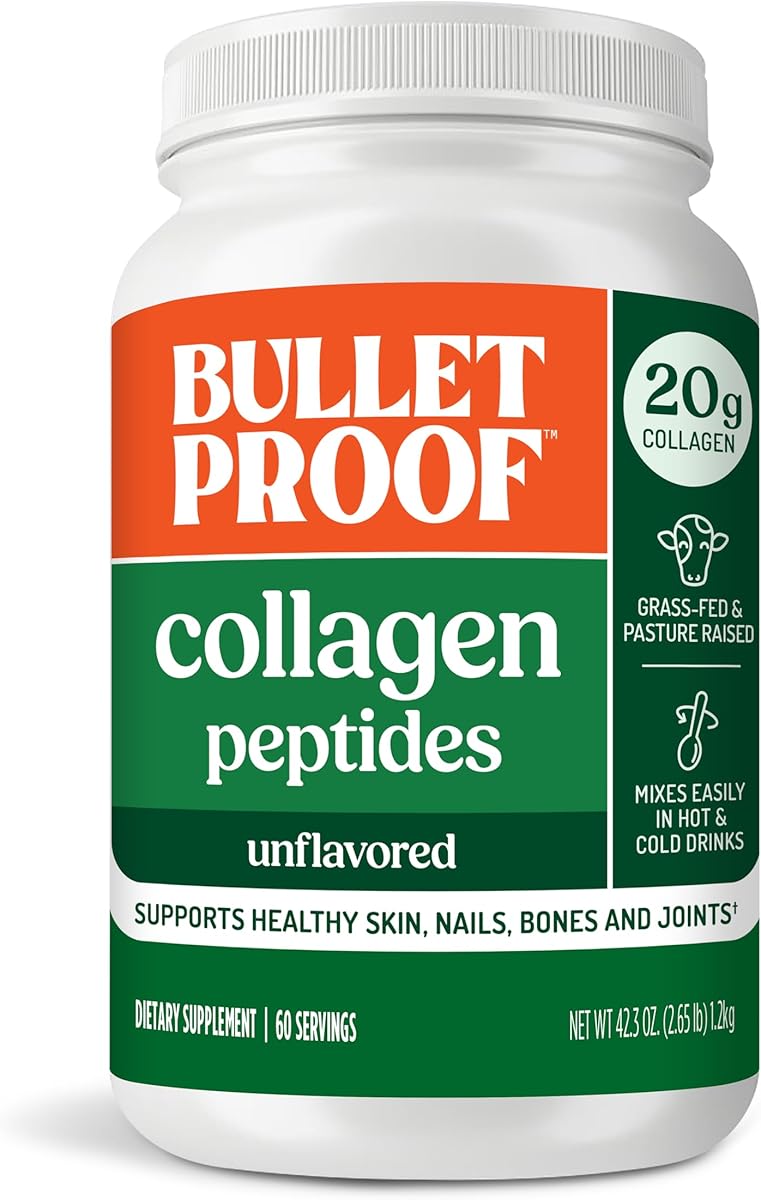 Bulletproof Unflavored Collagen Peptides Powder, 42.3 Ounces, Grass-Fed Collagen Protein and Amino Acids for Skin, Bones and Joints, Packaging May Vary