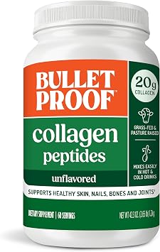 Bulletproof Unflavored Collagen Peptides Protein Powder, 42.3 oz | Grass-Fed Collagen Protein and Amino Acids for Skin, Bones and Joints, Bone and Joint Support, Pasture Raised
