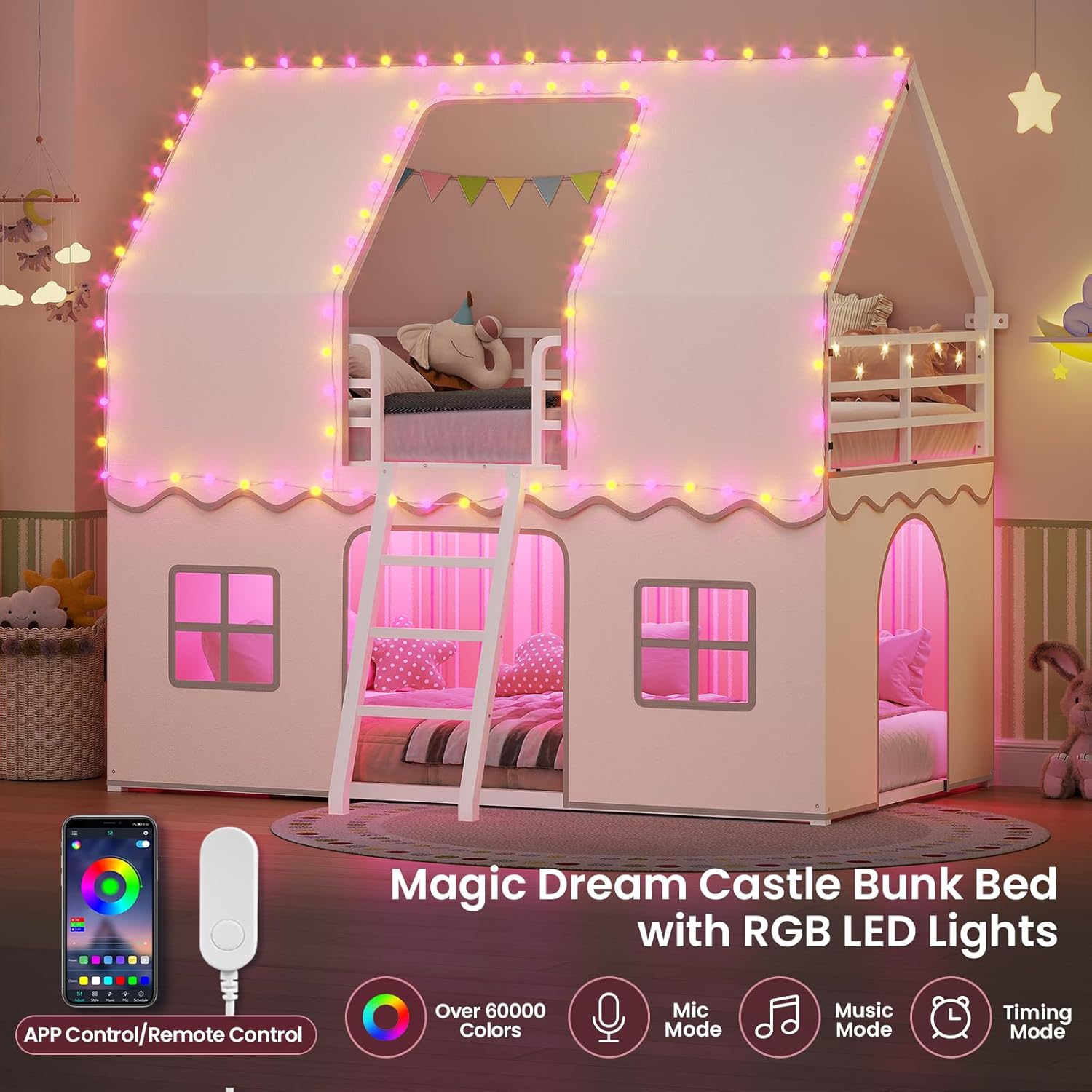 Child on upper bunk demonstrating 13.4 inch guardrail height