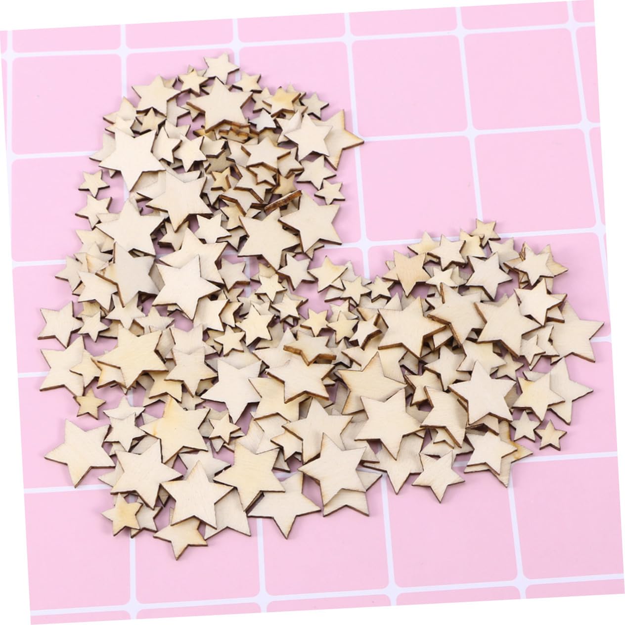 Embellissements en Bois Pentagramme 200 Pièces Beige pour Bricolage