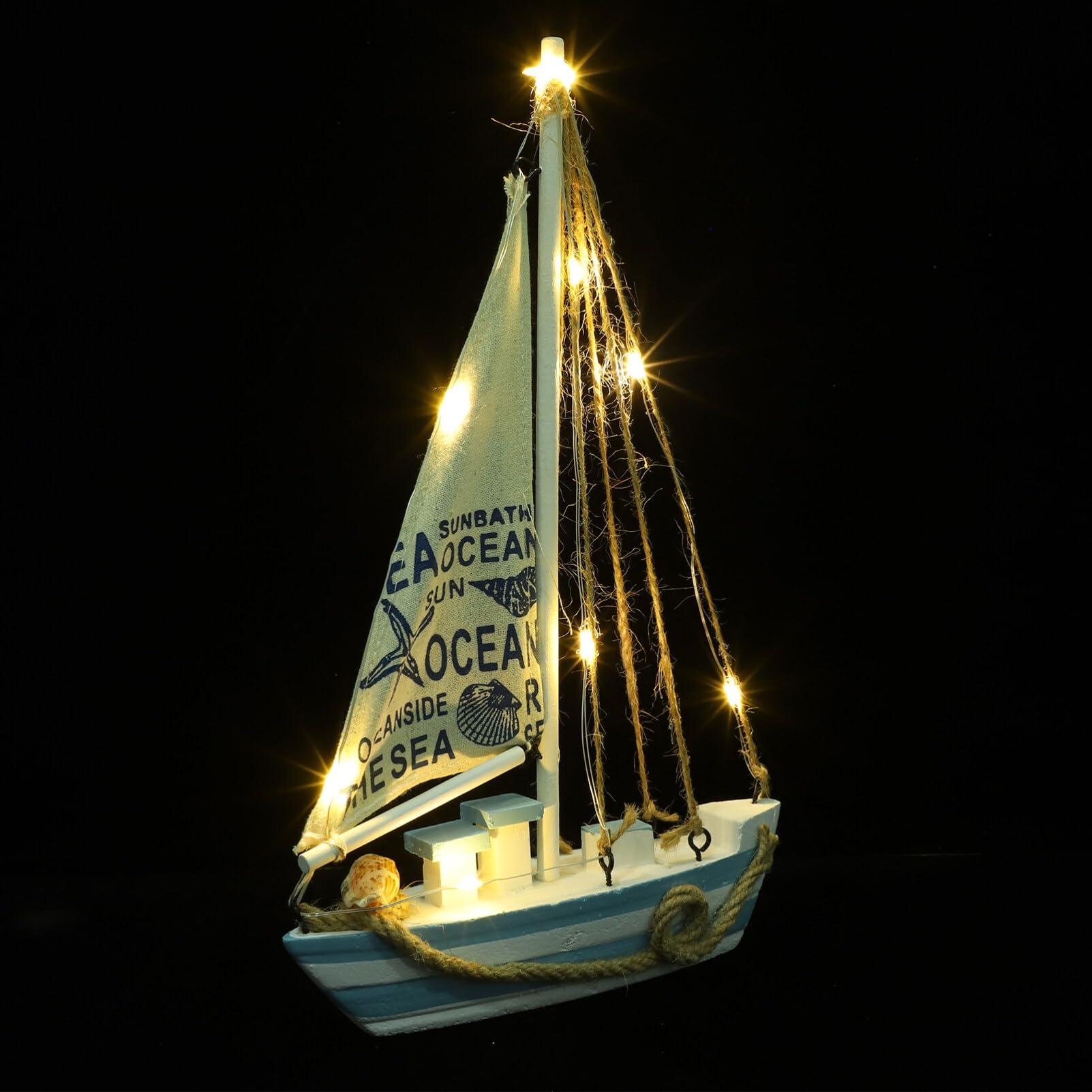 HOMSFOU Office Decor Desktop Sailboat Nautical Sailing Boat Nautical Sailboat Decor Nautical Desktop Ornament Sailboat Ornament Led Sailboat Model Statue Wooden Household