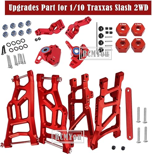 Miniatura 6 de Pieza de actualización para traxxas 110 Slash 2WD, brazo de suspensión delantero trasero de aleación, bloque de ruedas, bloques de dirección,