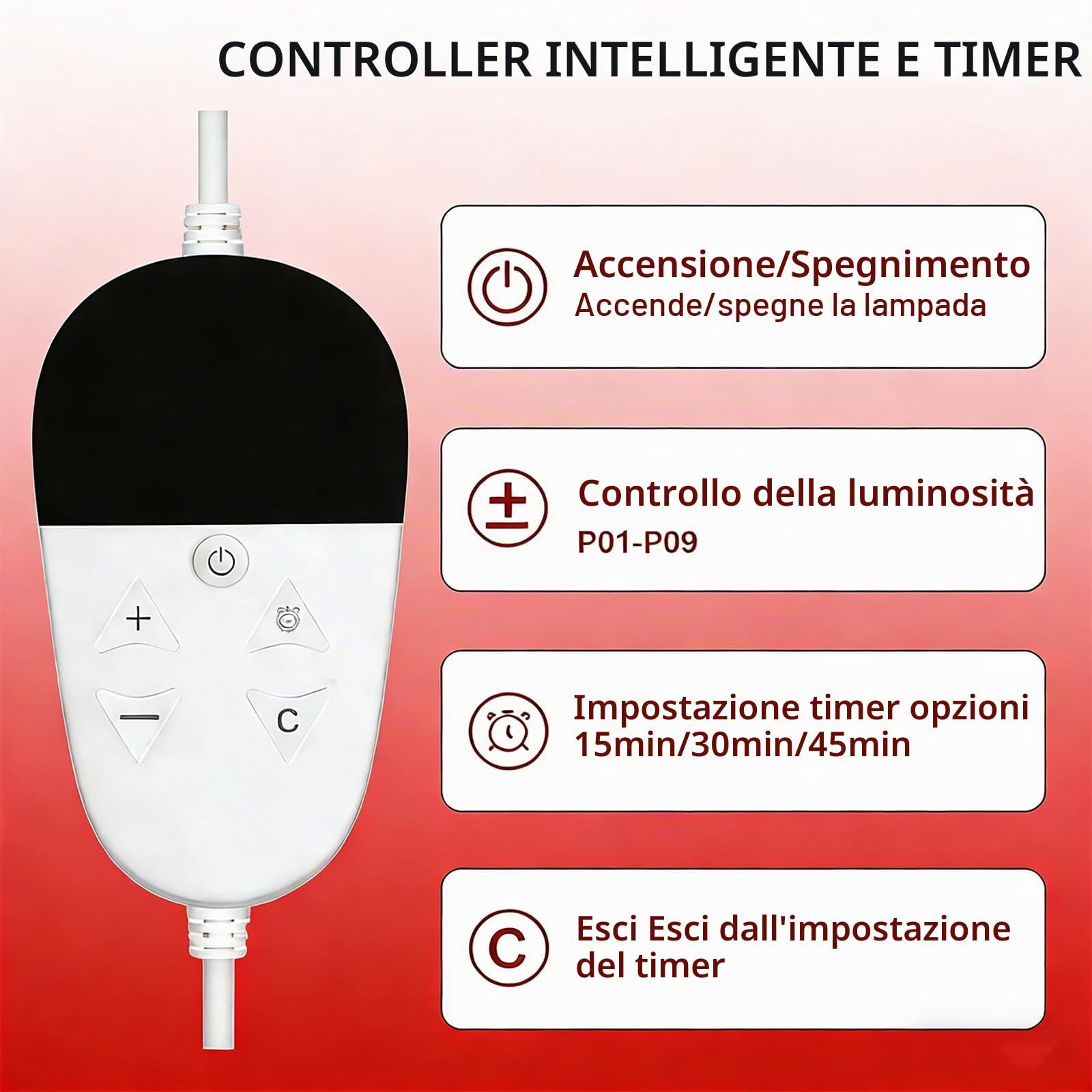 Lampada Terapia Luce Rossa & Infrarossa 660nm 850nm | Lampada Raggi Infrarossi Rossa, Dispositivo Terapia Luce, 100 LED, Collo d’Oca, 9 Livelli, Timer 15–45 Min per Viso e Corpo