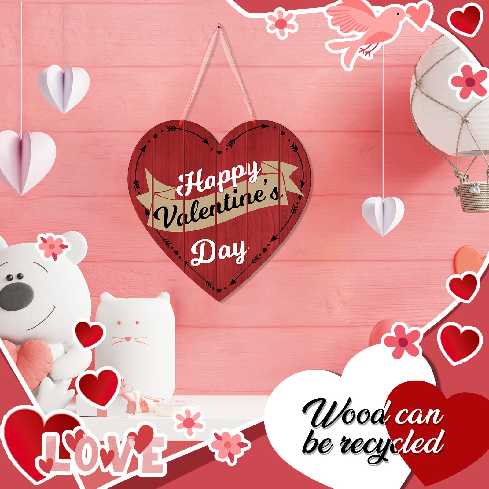 Amazon.com: Jetec Valentine's Day Door Sign Double Sided Heart