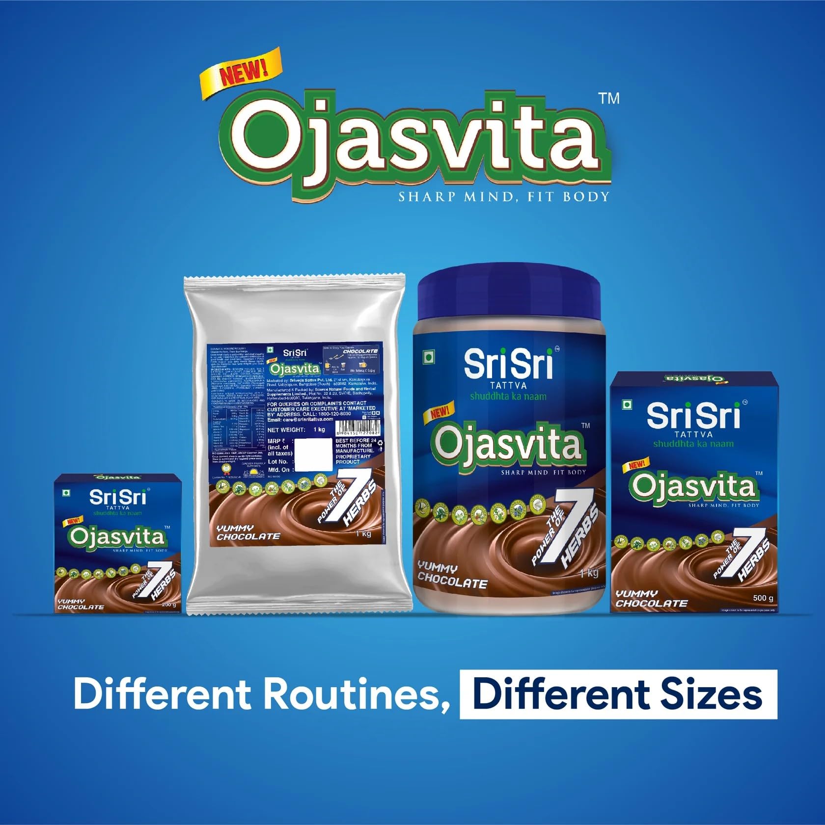 Sri Sri Tattva Chocolate Ojasvita | For Sharp Mind and Healthy Body | Milk Mix | Goodness of 7 Herbs| Immunity Booster – 1kg Pet Jar 3