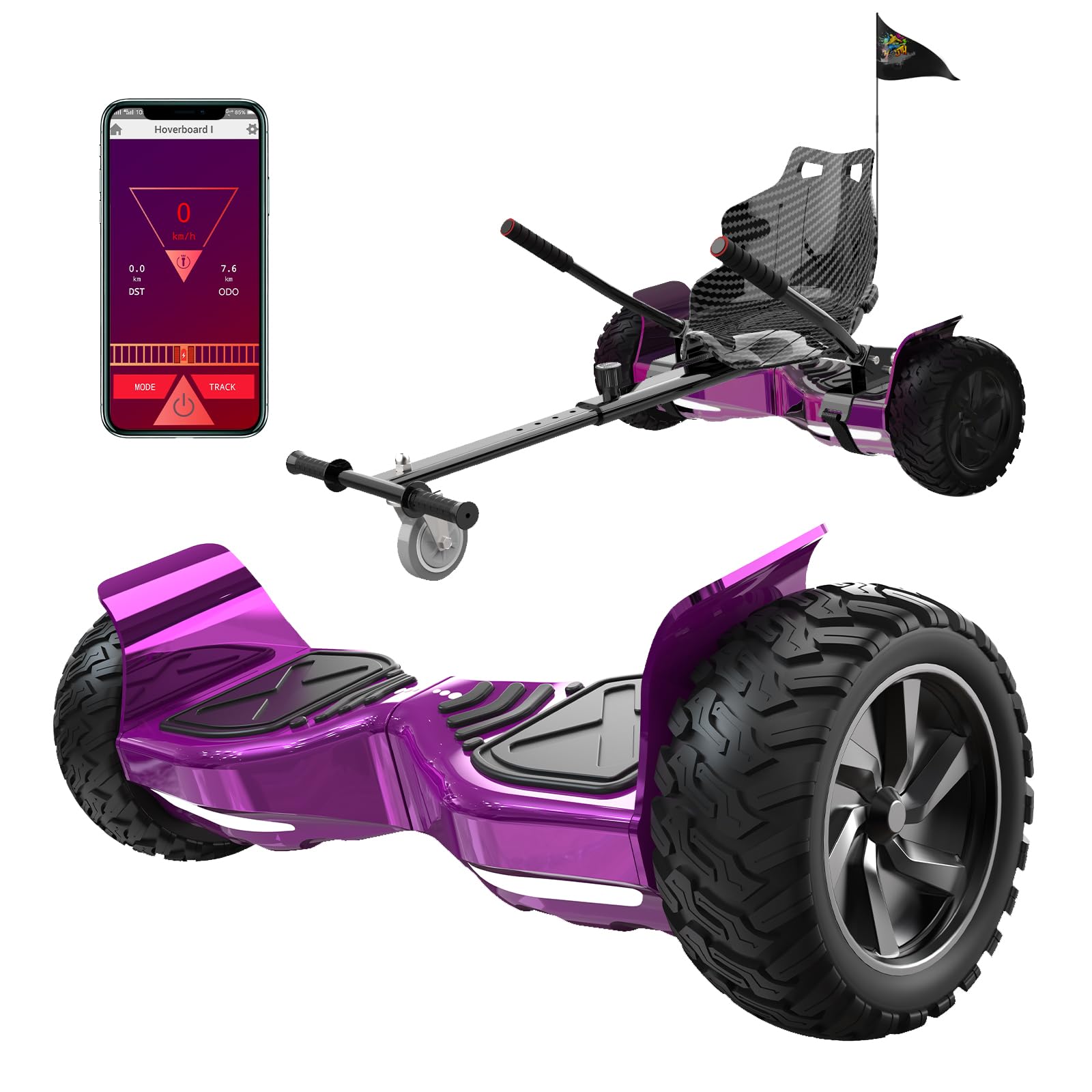 RCB Hoverboards SUV mit Sitz Hoverboards Off-Road, App-fähige Bluetooth Hoverboards, 8,5 '' Hummer + Hoverkart Go Kart für Self Balancing hoverboards, Geschenk für Kinder
