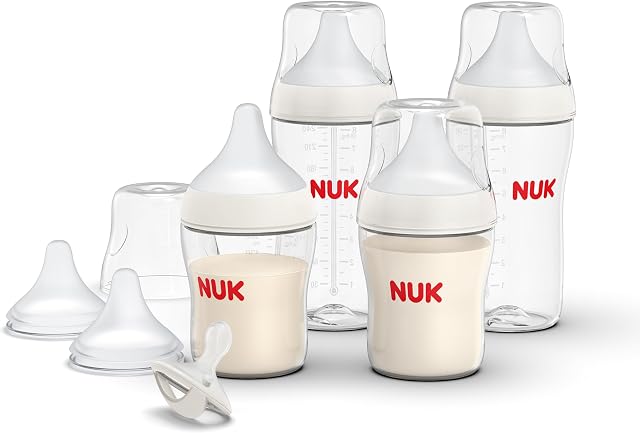 NUK Perfect Match Gift Set with 4 Baby Bottles, 2 Extra Nipples and 1 Pacifier