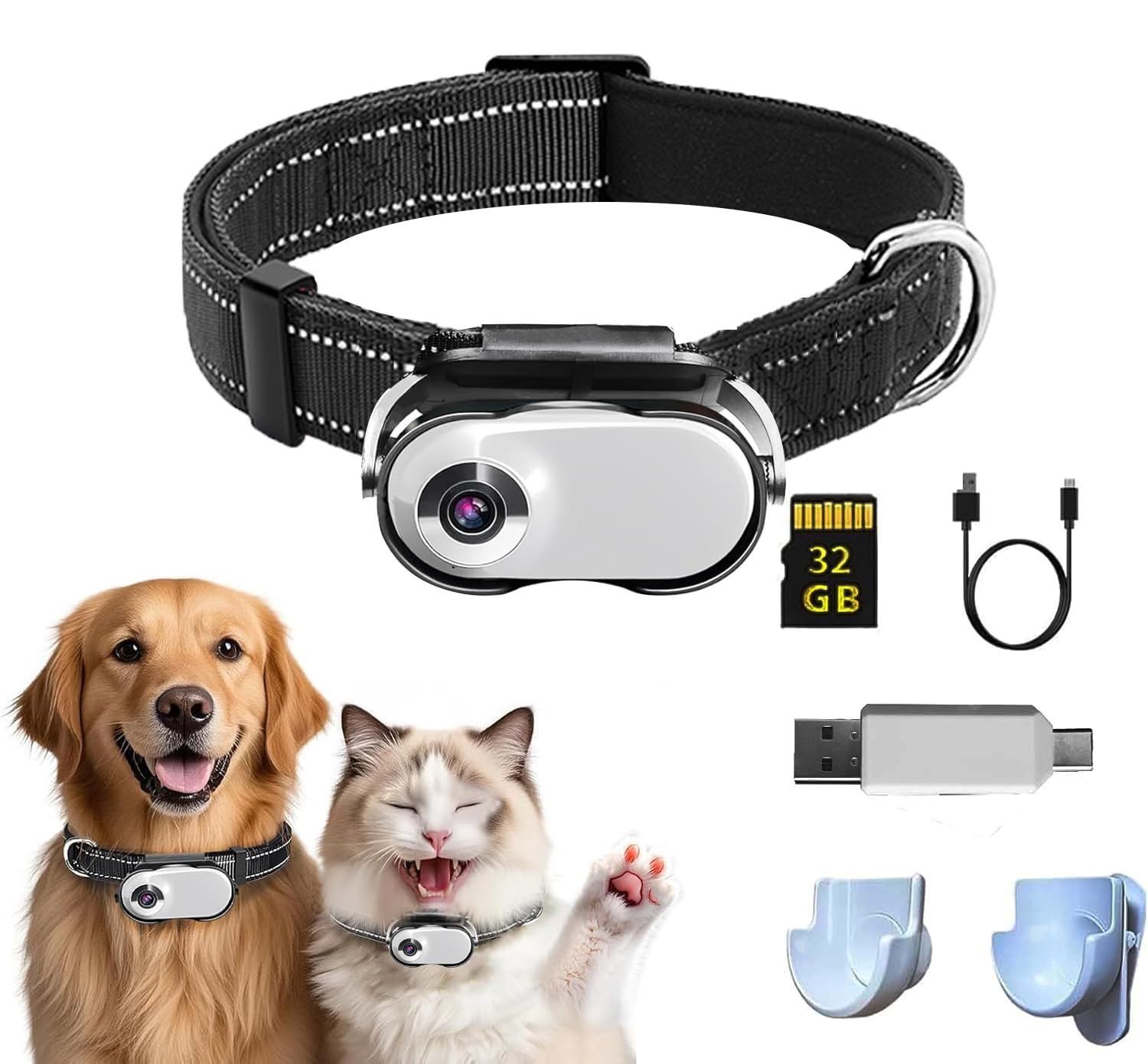 TEFIRE Dog Camera Collar, HD 1080P with Video Record Wireless Mini Sport Cam,Small Action Cameras,Body Camera for Pet Supplies/No WiFi, Indoor/Outdoor