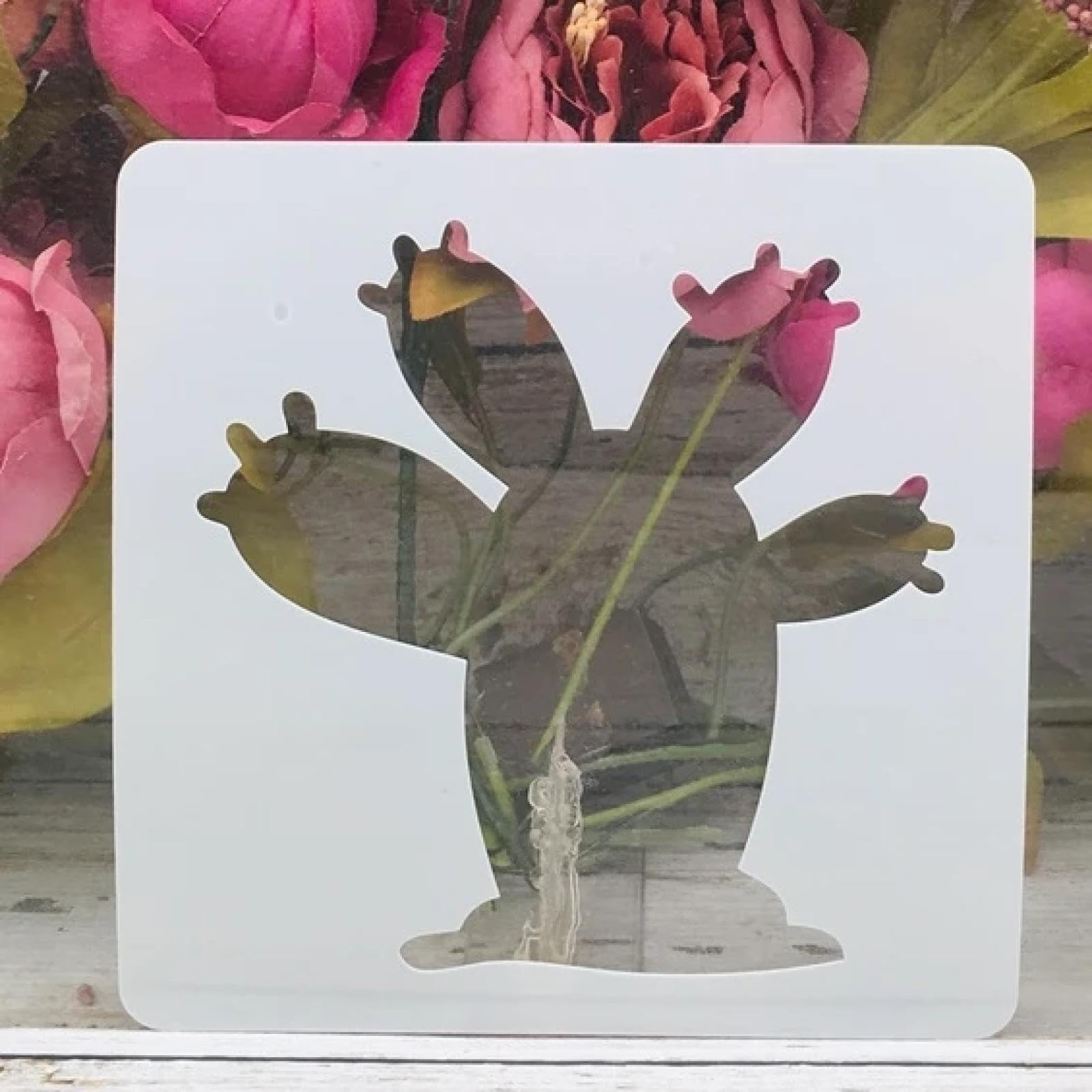 Lot de 8 pochoirs réutilisables de 15 cm pour peinture sur bois, cactus, plantes succulentes, travaux manuels, toile, papier, tissu, meubles – Pochoirs pour peinture sur murs