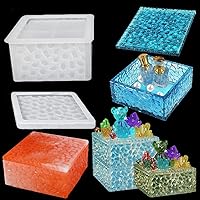 Vista 1 de FineInno Square Storage Box Resin Casting Molds with Lid Water Ripple Stackable Box Silicone Molds Jewelry Case Epoxy Mold DIY Trinkets Organizer