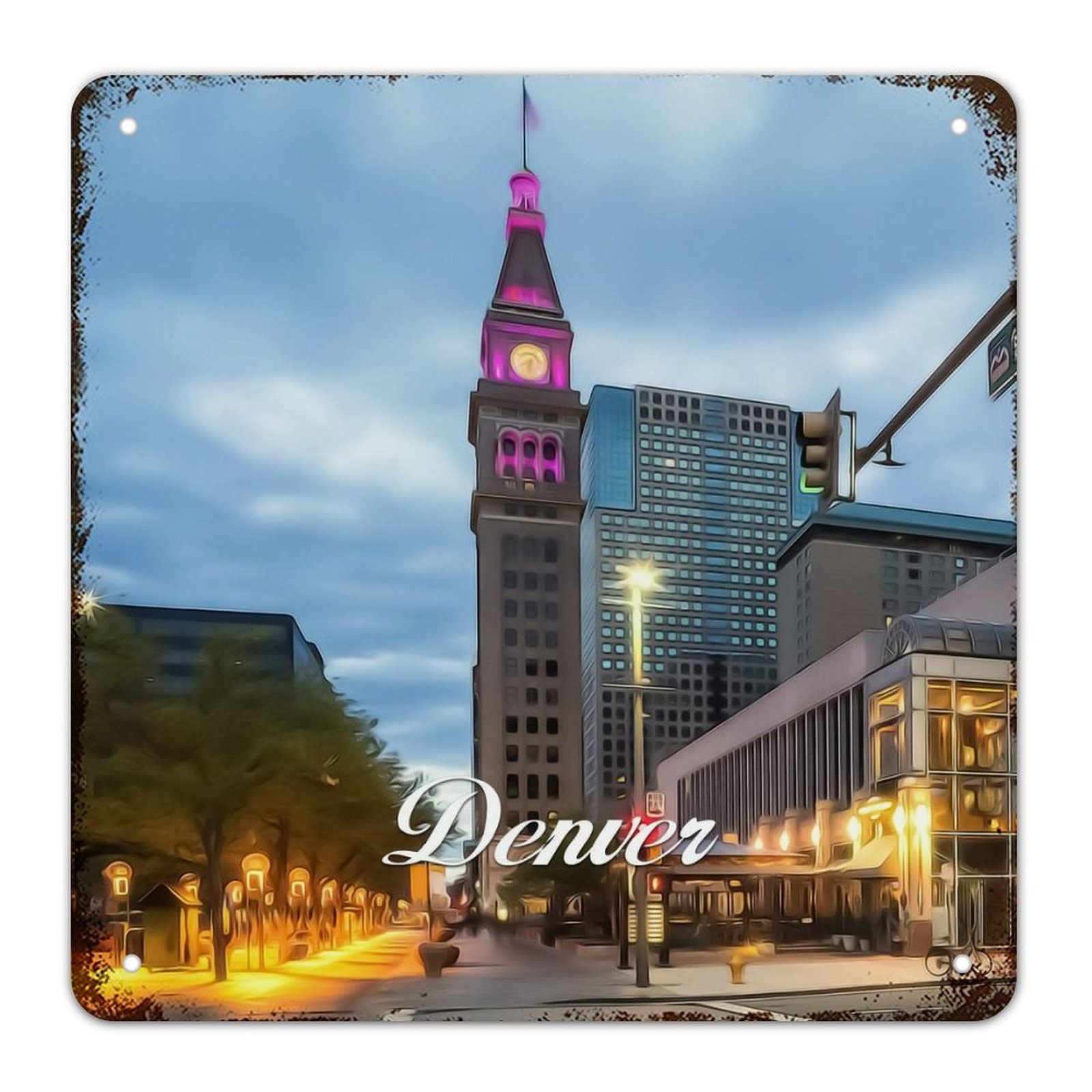 Panneau vintage USA Denver : sublimez votre salon avec une decoration murale en aluminium
