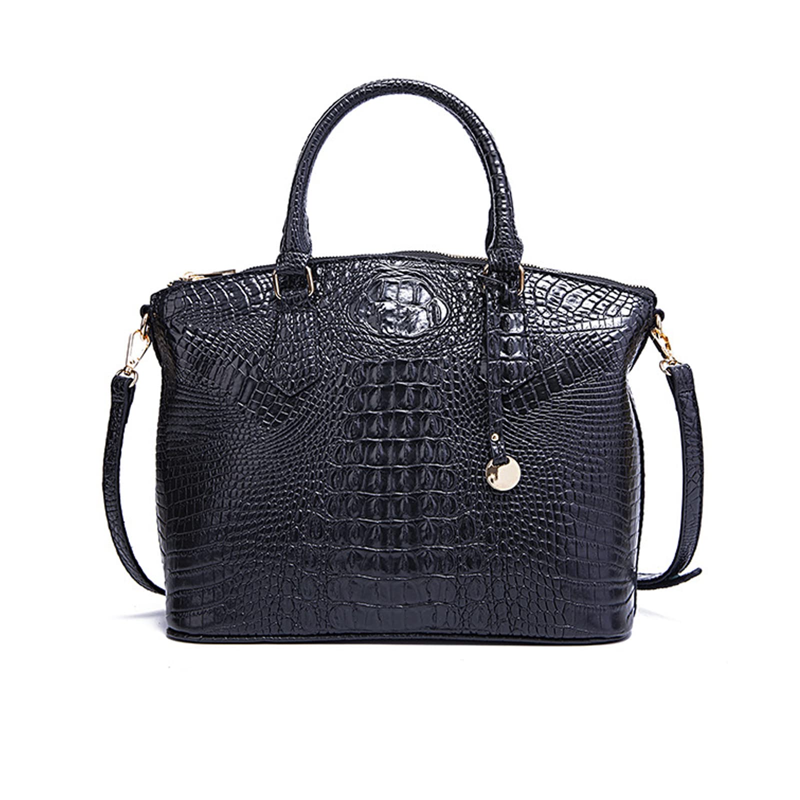 NICOLE & DORIS Borsa Donna Elegante Borsa a Mano Coccodrillo Borsa Tracolla PU Pelle Borsa a Spalla Borsa da Lavoro Borsa con Manici Borsetta Tote Nero