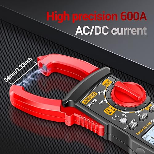 Miniatura 4 de ANENG Medidor de abrazadera digital multímetro probador con corriente ACDC, voltaje, NCV Amp Ohm Volt 4000 conteos Medidor mide capacitancia,