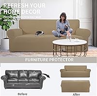 Vista 209 de Easy-Going - Funda elástica para sofá, 1 pieza, protector de muebles, suave, con parte inferior elástica, para niños, tela de jacquard de poliéster