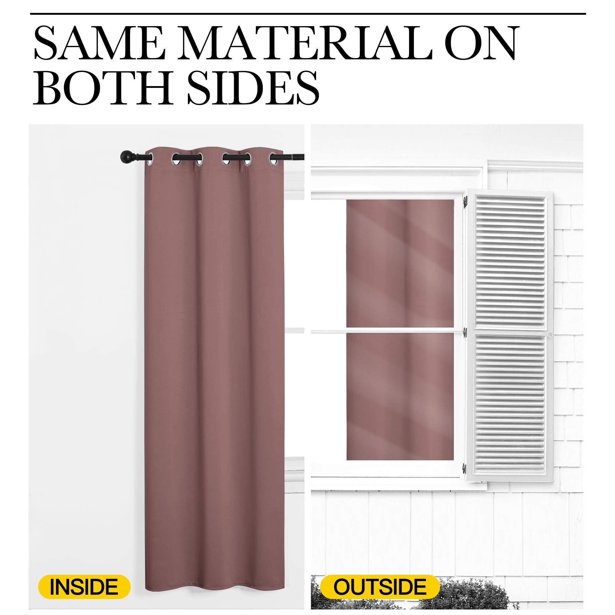 NICETOWN Altrosa Gardinen 220 cm Lang Vorhänge Verdunkelung Ösenschal 2er Set H220 x B140 cm, Thermovorhang gegen Kälte Übergardinen Wohnzimmer Vorhang Modern Wärmeschutzvorhang