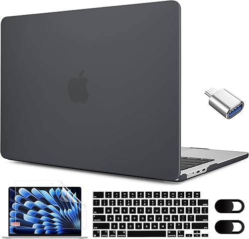 MEEgoodo Funda transparente para MacBook Air M4M3M2 de 15 pulgadas 2025 2024 2023 (compatible con el modelo A3241A3114A2941), carcasa rígida para