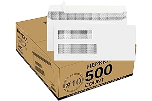 500 Pack #10 Double Window Security Self-Seal Envelopes: Engineered for QuickBooks Invoices