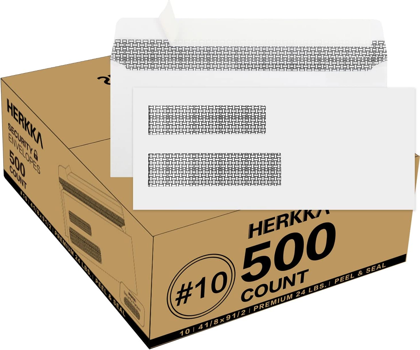500 Pack 10 Double Window Security SelfSeal Envelopes