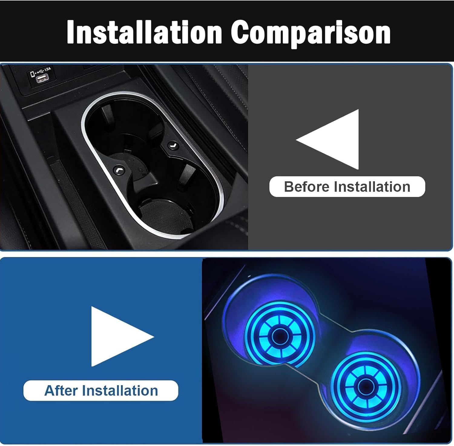 2PCS LED Car Cup Holder Lights, Light up Car Coasters for Cup Holders 7 Color-Changing Light Up Cup Holder Insert Coasters, Waterproof Car Accessories for Teens, Car Gifts for Men & Women (Color 7) - Image 4