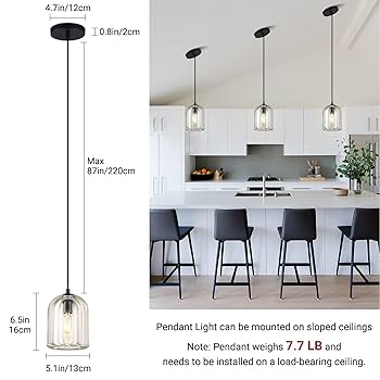 ZHTIECHUI Black Pendant Lights Kitchen Island,Crystal